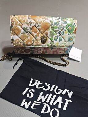 Kurt Geiger London FC Floral Couture Leather Wallet With A Chain Crossbody Bag